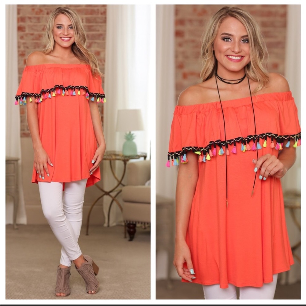 Price Drop! Coral Fringe Tunic!